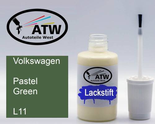 Volkswagen, Pastel Green, L11: 20ml Lackstift, von ATW Autoteile West.